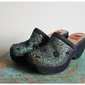 Rocket Dog Green Sequin Mule Clogs, Sz 8